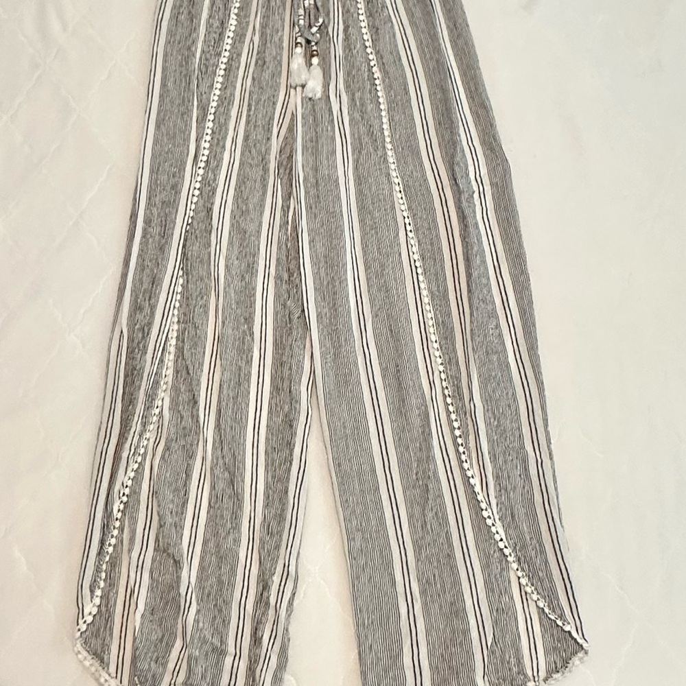 Angie Black and White Striped Pants